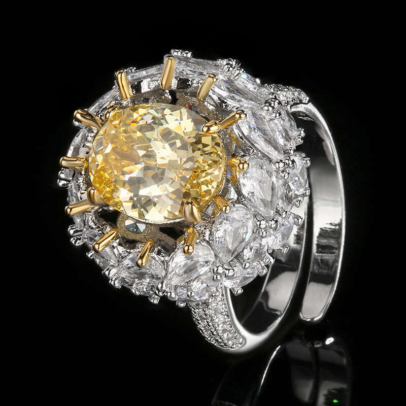 Huayoumei Jewelry Zircon Pink Yellow Diamond High-End Fashion Open Ring For Women Wholesale E3e