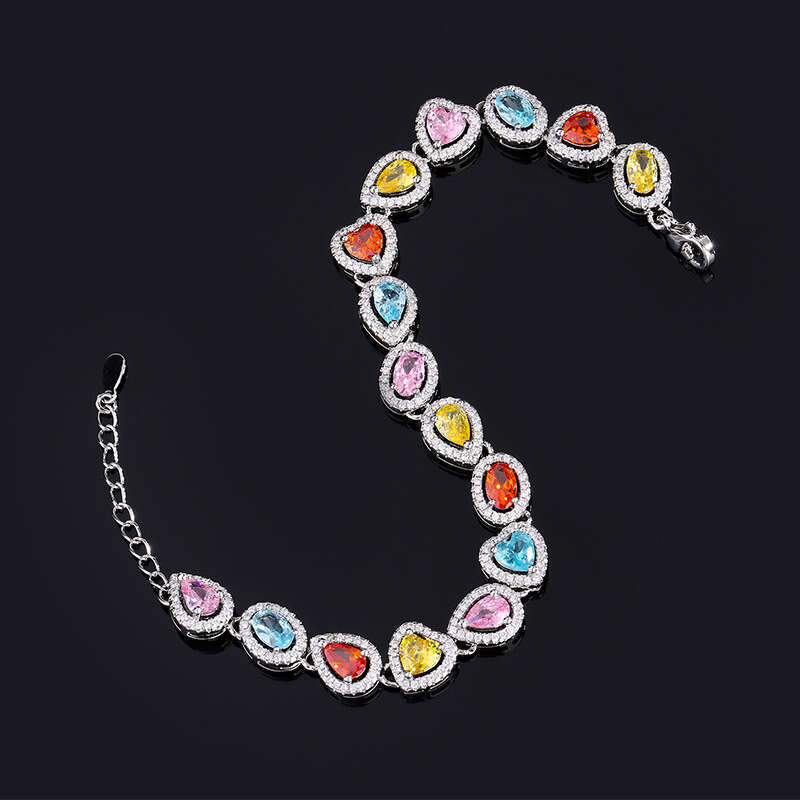New Jewelry Colorful Zircon Evening Irregular Bracelet Luxurious Candy Style For Women 482