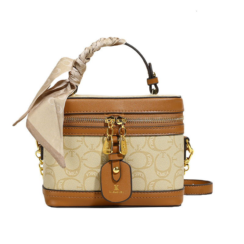Designer High-End Printed Handbag Box for Women 2025 New Fashion Shoulder Crossbody Bucket Color-Block Small Square Light Luxury Women's Bag