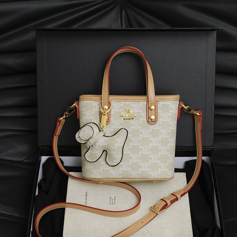 Designer High-End Feel 2025 New Korean Version Printed Versatile Bucket Elegant Handbag Fashion Shoulder Crossbody Light Luxury Women's Bag