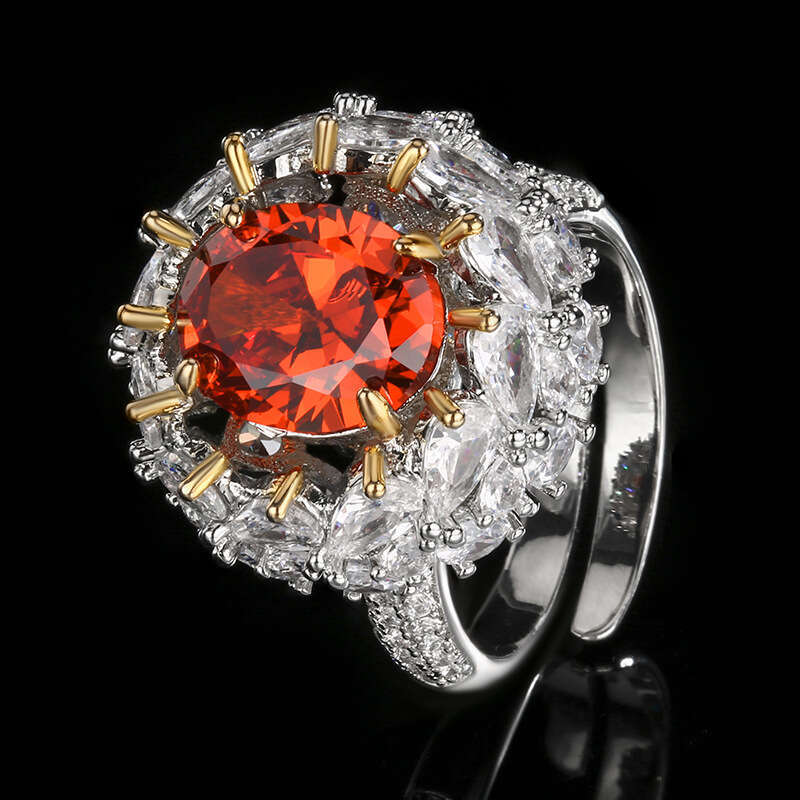 Huayoumei Jewelry Zircon Pink Yellow Diamond High-End Fashion Open Ring For Women Wholesale E3e