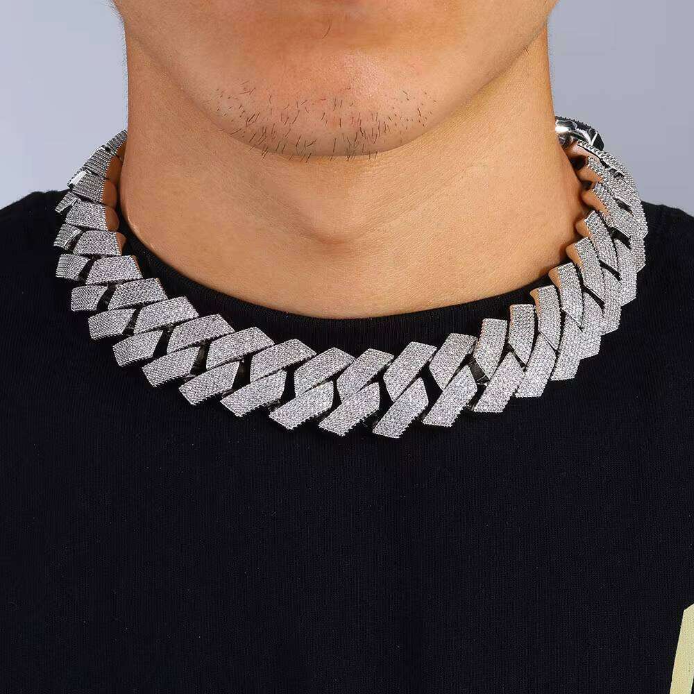 NUOYA 25MM Chunky Link 6 Row Full Dia Iced Out Prong Cuban Chain Hip Hop Jewelry Necklace for Men Women
