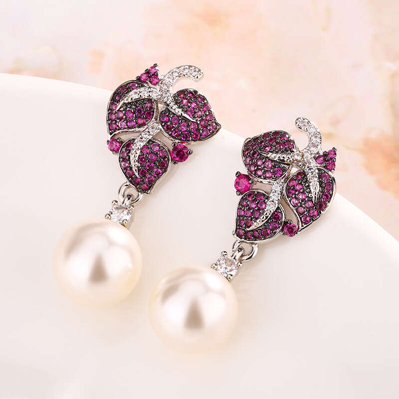 Jewelry New Set White Gray Pearl Earrings Necklace Pendant Fashion Accessories For Women 487