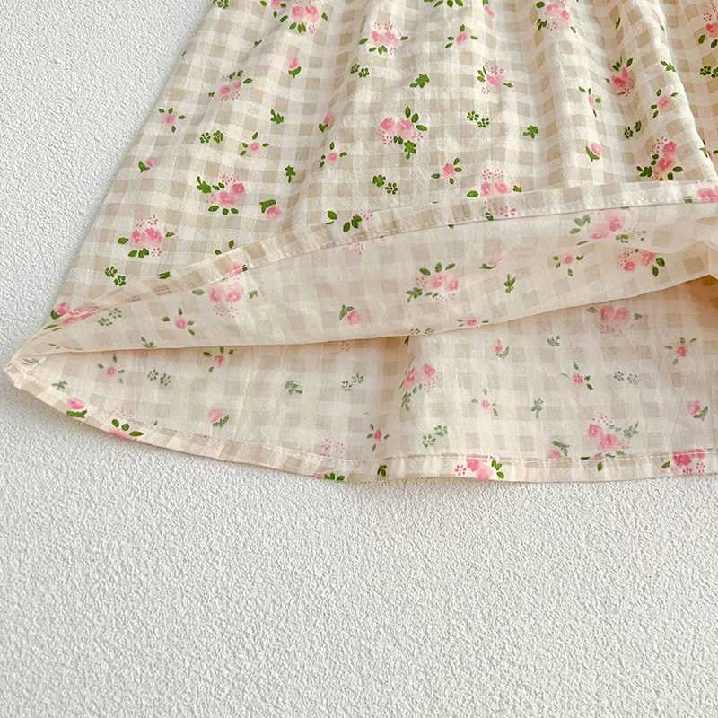 2024 New Summer Kids Party Dresses Short Sleeved Cotton Floral Printing 2-6 Years Baby Girls Princess Dress Sisters Clothes R250707