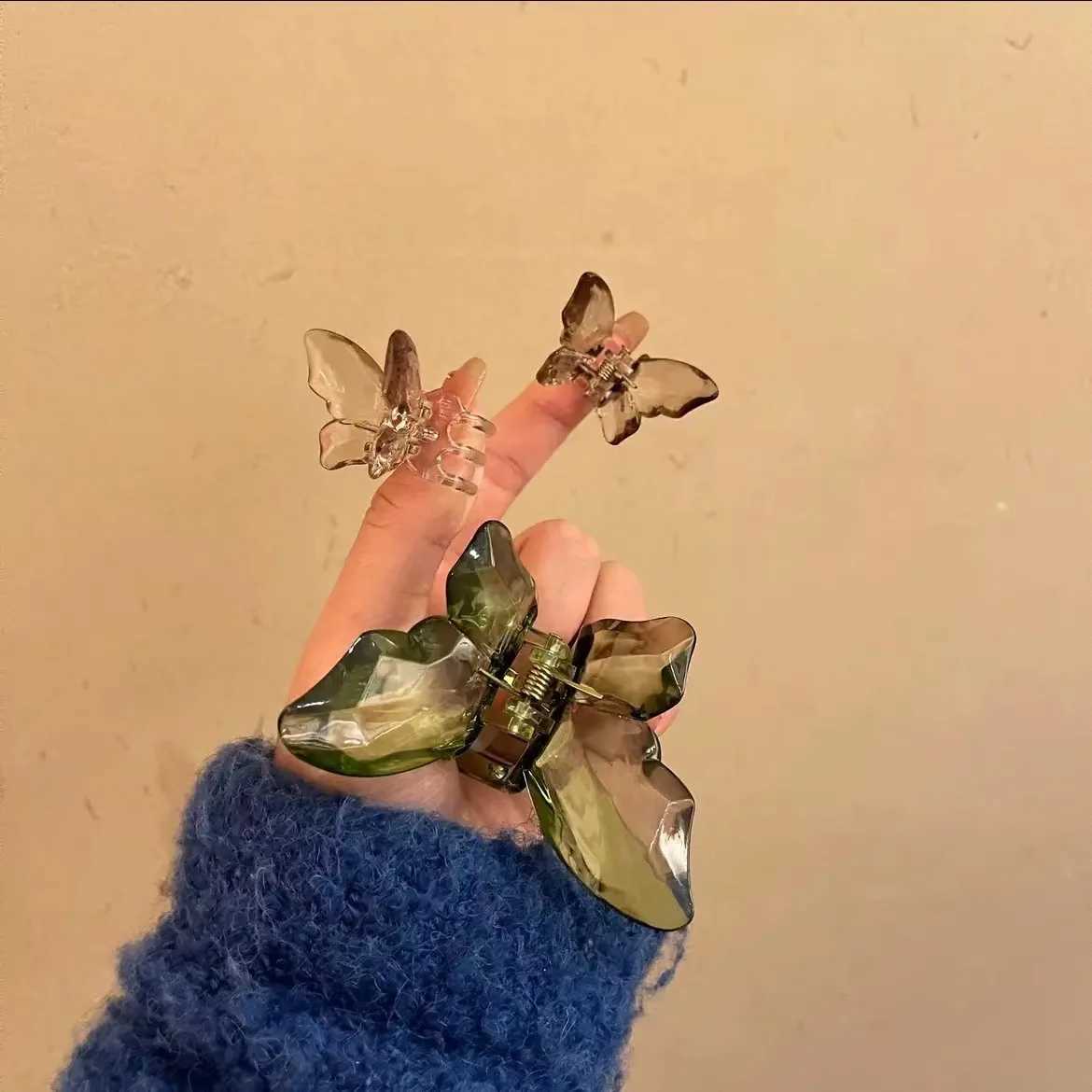 3Pcs/set Sweet Transparent Butterfly Hair Claw Clip Hairpin Barrette for Women and Girls Temperament Headwear Party Accessories Y250707