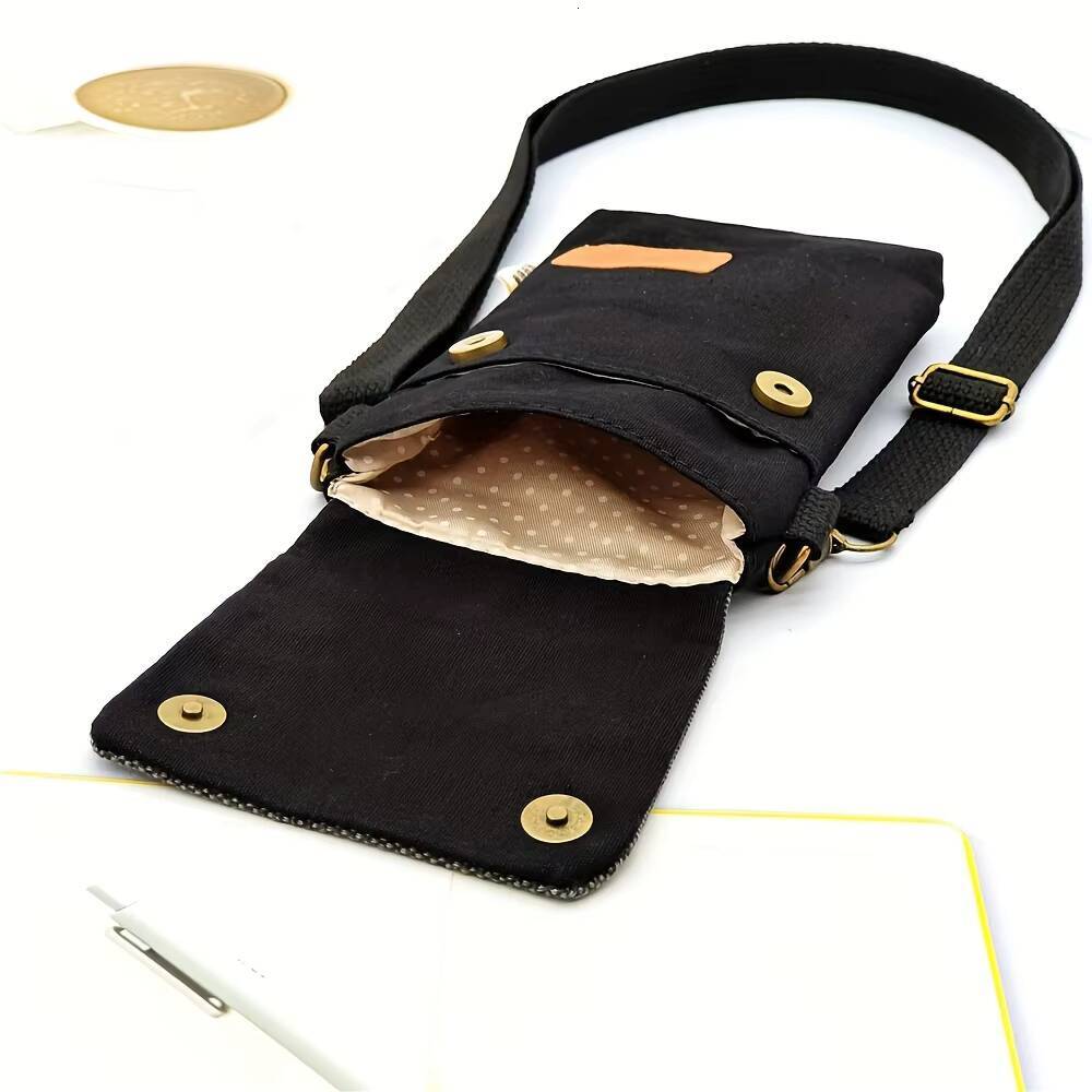 Mini Fabric Color Contrast Cell Phone Bag, Vintage Shoulder Purse For Women Small Crossbody Bag New All-match ddmynov