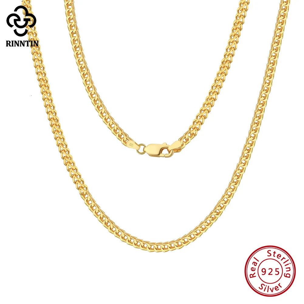 Rinntin Solid 925 Sterling Silver Cuban Curb Chain Necklace Men Italian Cuban Curb Chains Neck Stackable Unisex Jewelry NMN13 250702
