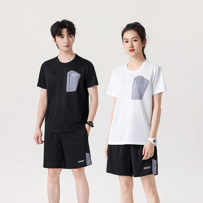 2 Clothes Sportswear Set Casual Fitness Men Summer Running Loose Short Sleeve T-Shirt Badminton Quick Dry Shorts Women Clothes 250707