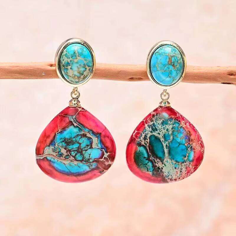 Lingdi Fashion Teardrop Natural Stone Earrings