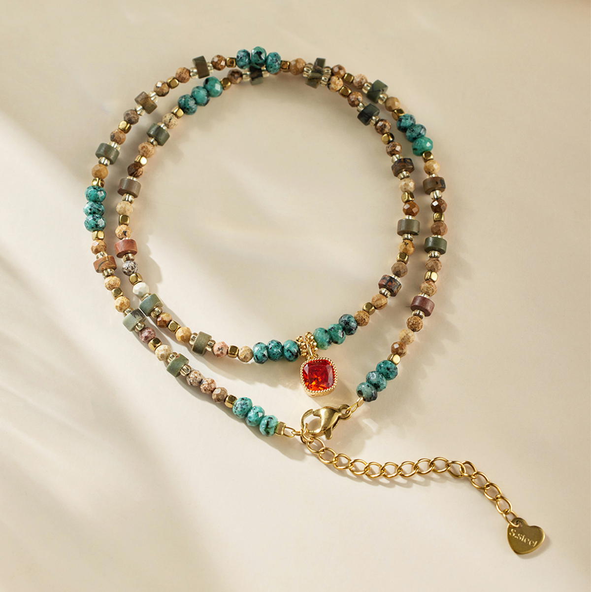 Sweet dopamine candy beaded necklace women's 2025 new personalized fashion niche beaded collarbone chain TM0029