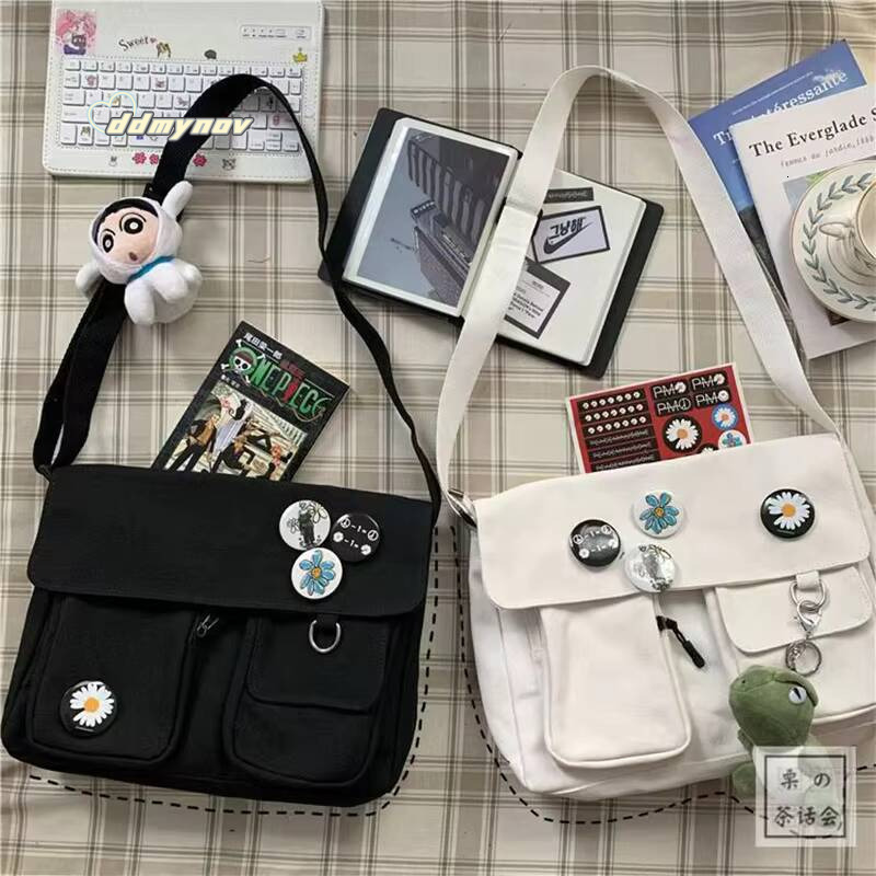 Japanese Harajuku Cute Retro Girl Messenger Shoulder Bag Canvas Student School Female Anime double messenger bag ddmynov