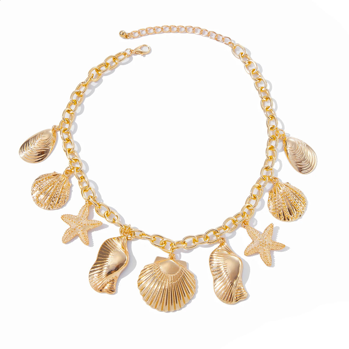 Ingemark Creative Metal Starfish Scallop Pendant Choker Necklace for Women Fashion Chain Summer Beach Jewelry 250707