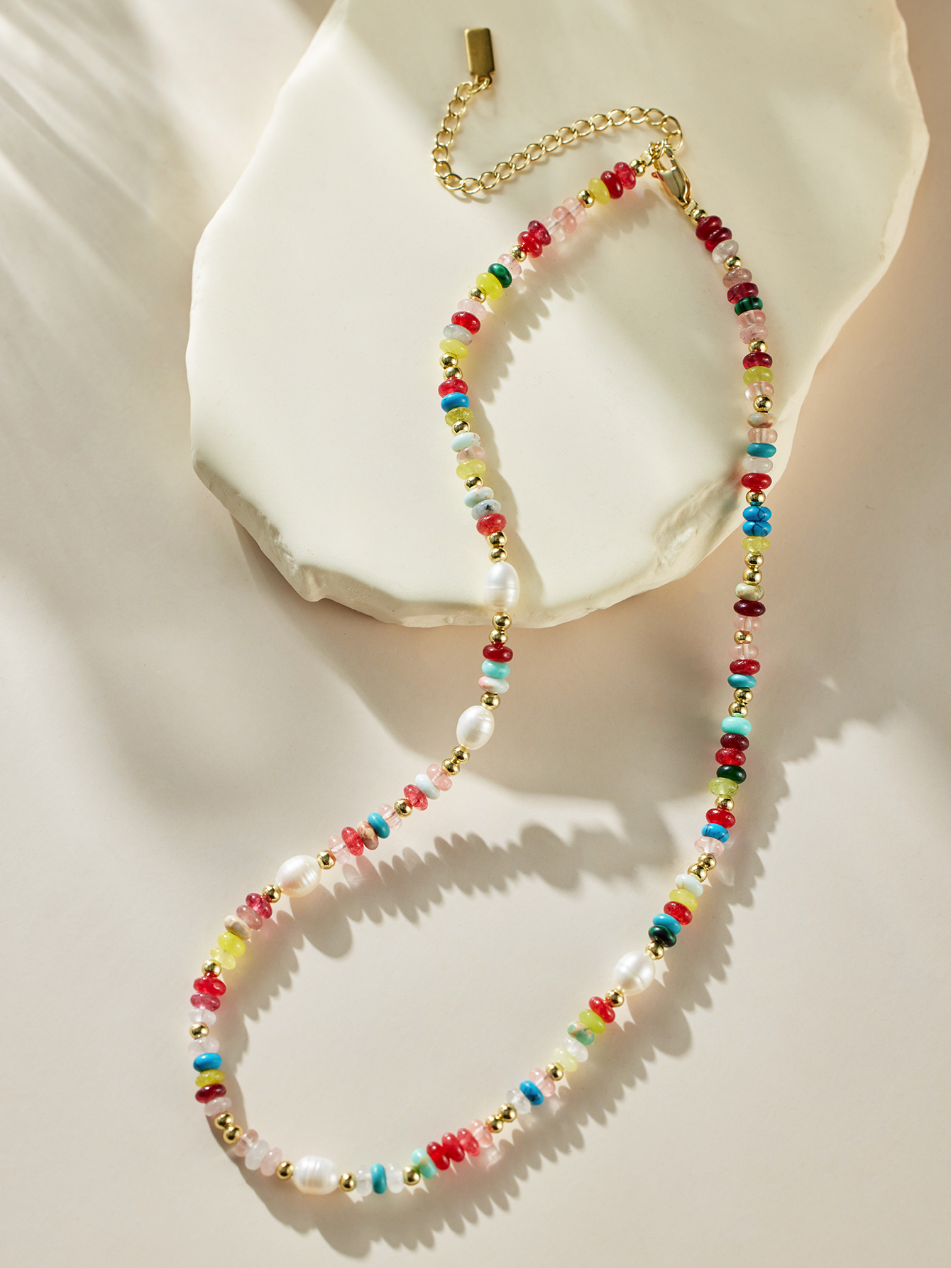 Minimalist Dopamine Rainbow Beaded Necklace Niche Design Light Luxury Collar Chain TM0032