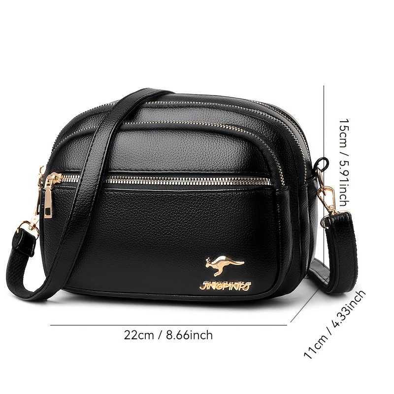 Multi-Layer Shoulder Messenger Bag Womens Crossbody Purse Versatile Solid Color Handbag for Women Casual and Work Use