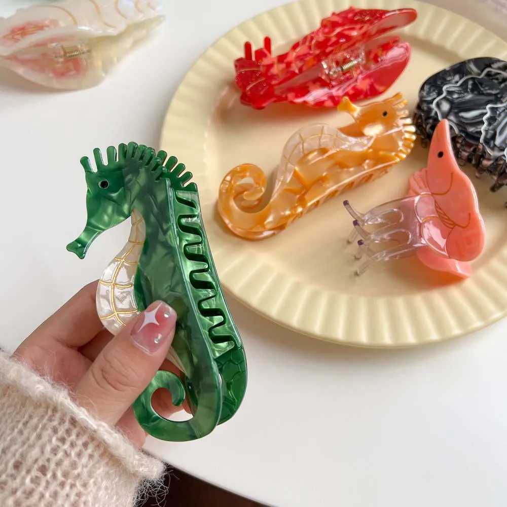 Acetate Ocean Animal Hair Clips for Women Non-Slip Summer Beach Accessories Crab Starfish Whale Seahorse Hair Claws Barrettes Z250707