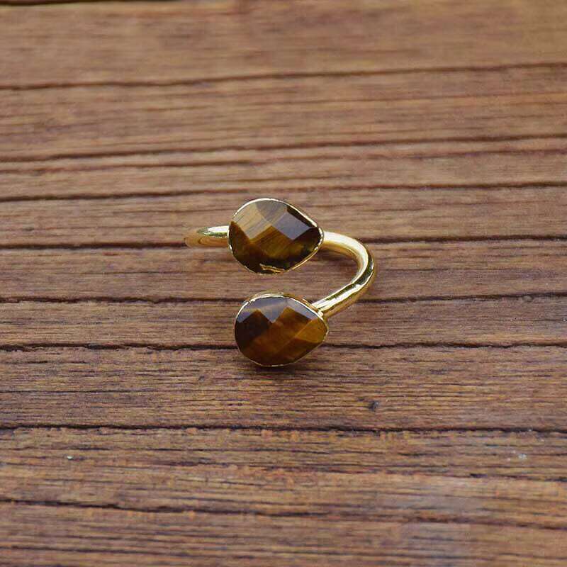 Fashion Adjustable Tiger Eye Stone Ring Gift for Couples