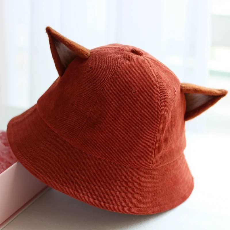 Summer Fox Ears Sunscreen Bucket Hat Simple Fisherman Hat Women Girl Fashion Basin Hat Sun Hat Wholesale Y250707