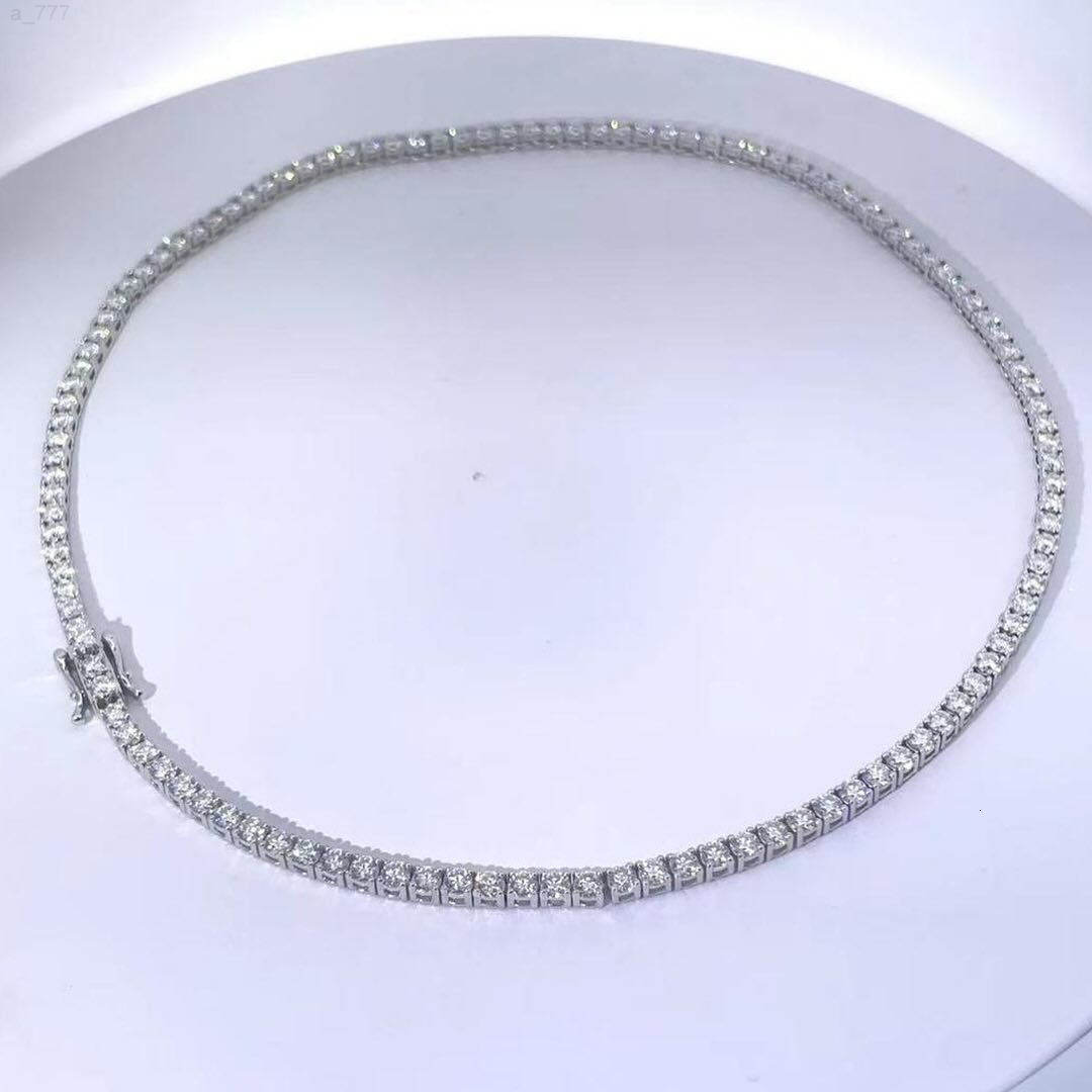 Factory Tennis Necklace High Quality Iced Out White Gold Plated 925 Silver 4mm Men Vvs Moissanite Tennis Chain