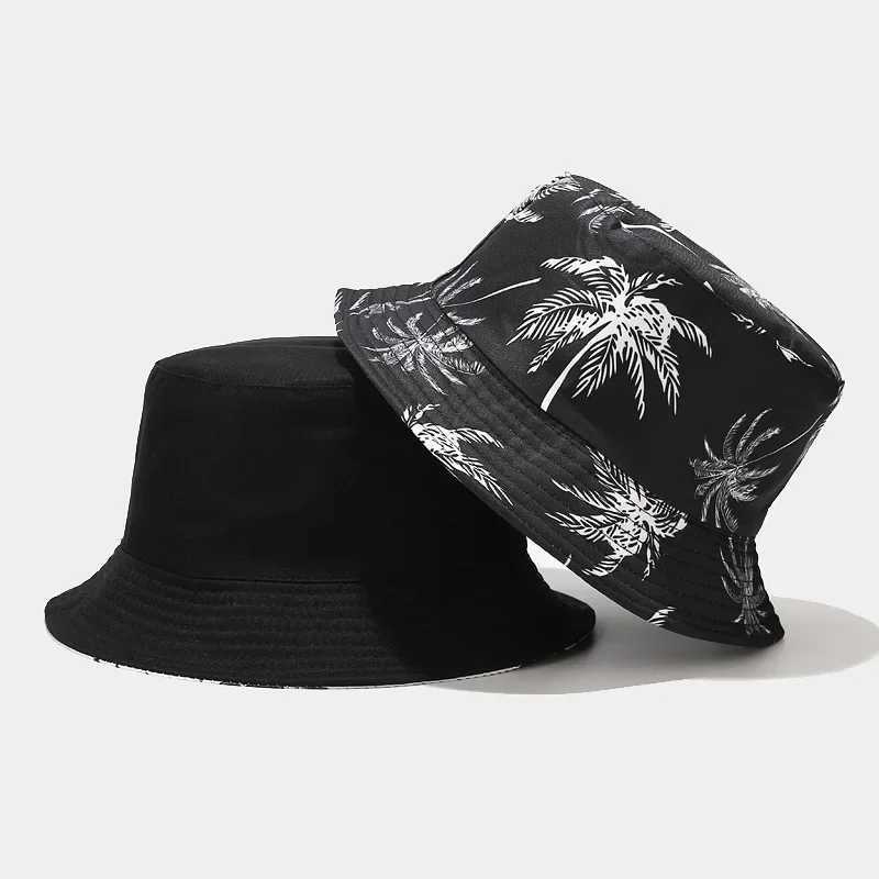 Spring/Summer Sun-Protect Hat Bob Mens Fashion Coco Print Bucket Hat Unisex Fisherman Hat Womens Leisure Basin Cap Y250707