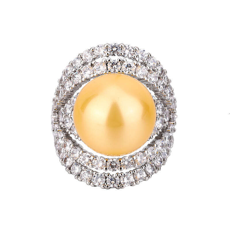 Huayoumei Hollow Zircon Internet Celebrity Tahitian Deep Sea Pearl Inlaid With Diamonds Empty Setting Ring 875