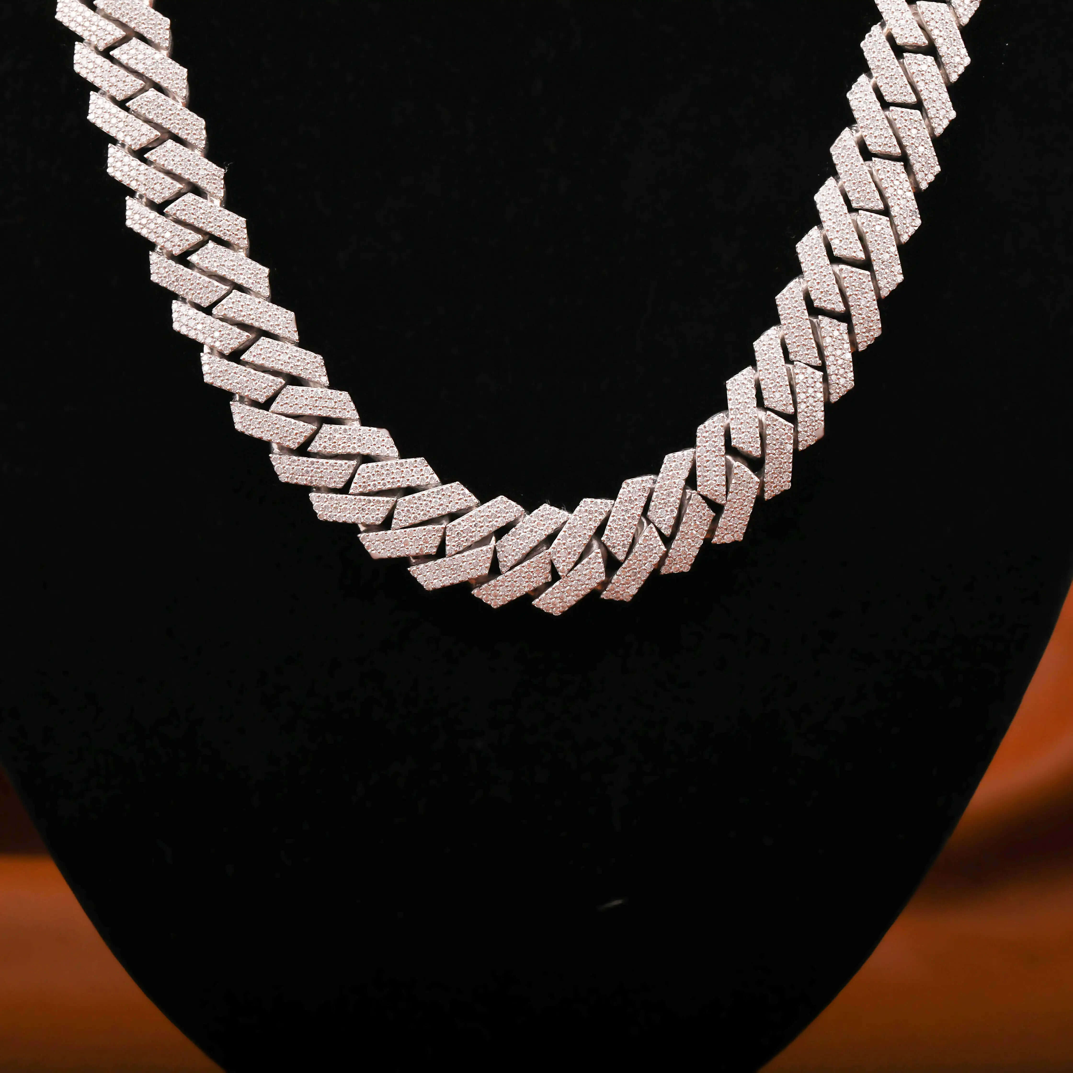 Mens 14mm 925 Sterling Silver Cuban Style Rapper Chain 18K Gold Plated Moissanite Diamond Fashion Body Chain