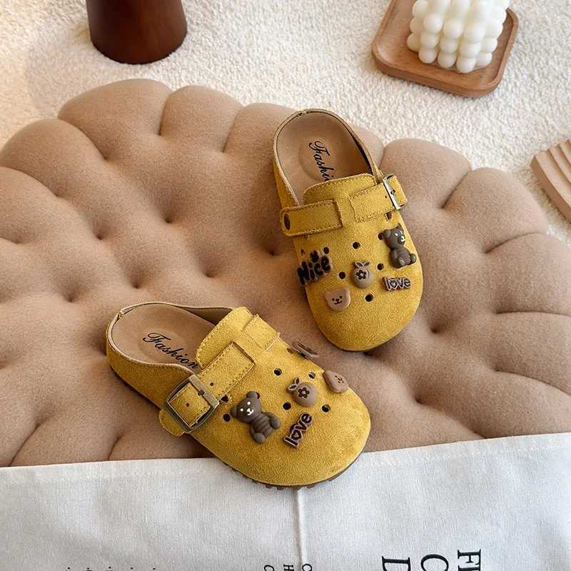 2025 Children Mules for Girls Spring Autumn New Fashion Korean Style Soft Bottom Non-slip Versatile Cut-outs Sweet Casual Shoes R250707