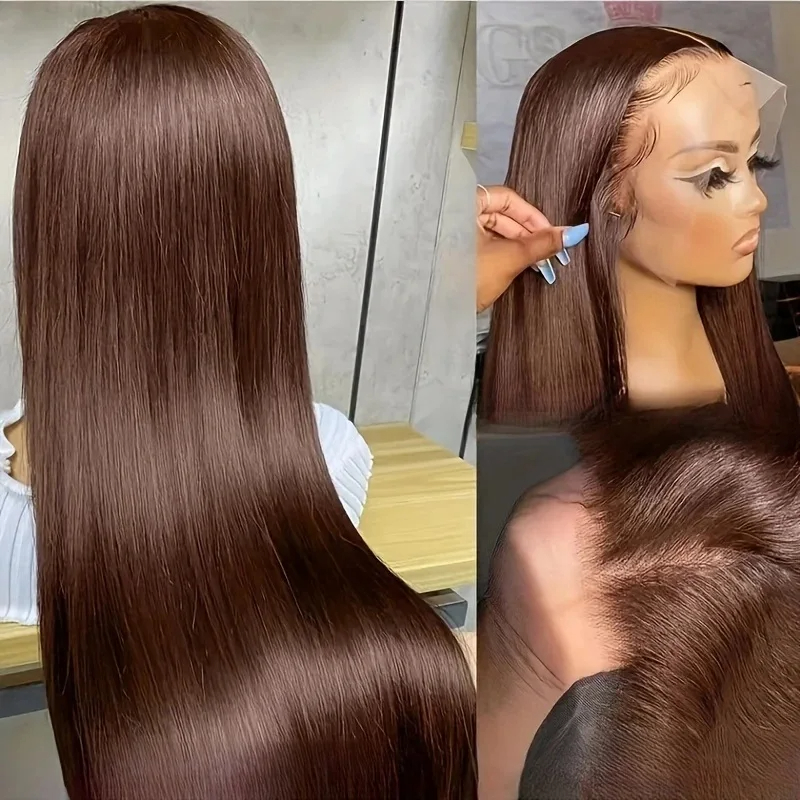34 Inch Straight Orange Hair Wig Look Like Really Human Hair 13x4 Lace Front Brazilian Wigs For Women Hd Transparent Synthetic Hair Wig Easy Wear Blon