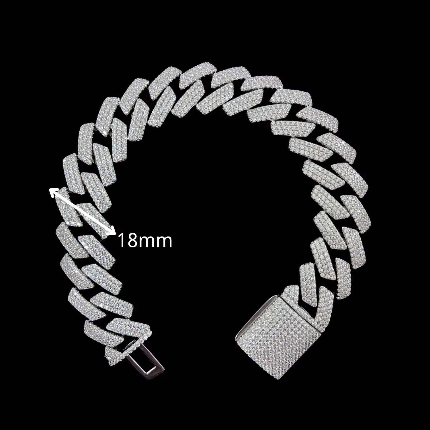 18MM Miami Cuban Link Chain Necklace Custom Iced Out Moissanite Silver Plated Luxury Hip Hop Jewelry for Men Women