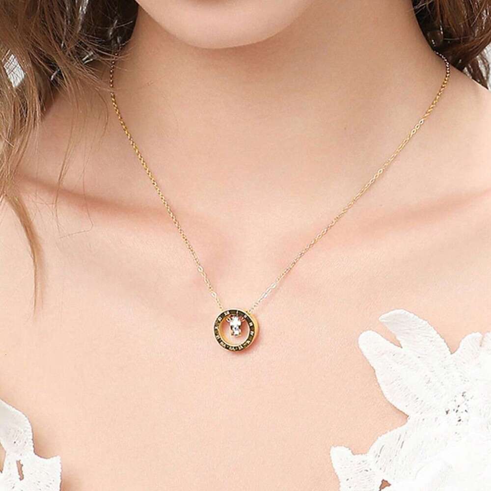 DHcollections New Roman Double Ring Pendant Collarbone Chain Women's Fashion Slim Waist Necklace