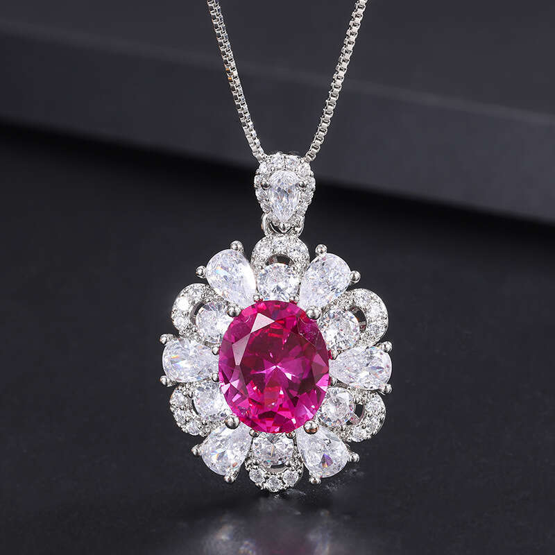 Corundum Banquet Pendant Imitation Red Ring For Women Noblewoman Jewelry Set 968