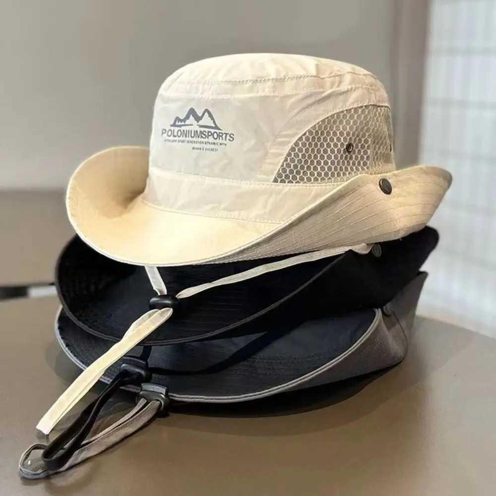 Fashion Summer Wide Brim Bucket Hat Sun Protection Quick-dry Fisherman Cap Breathable Portable Sun Hat Camping Hiking Y250707