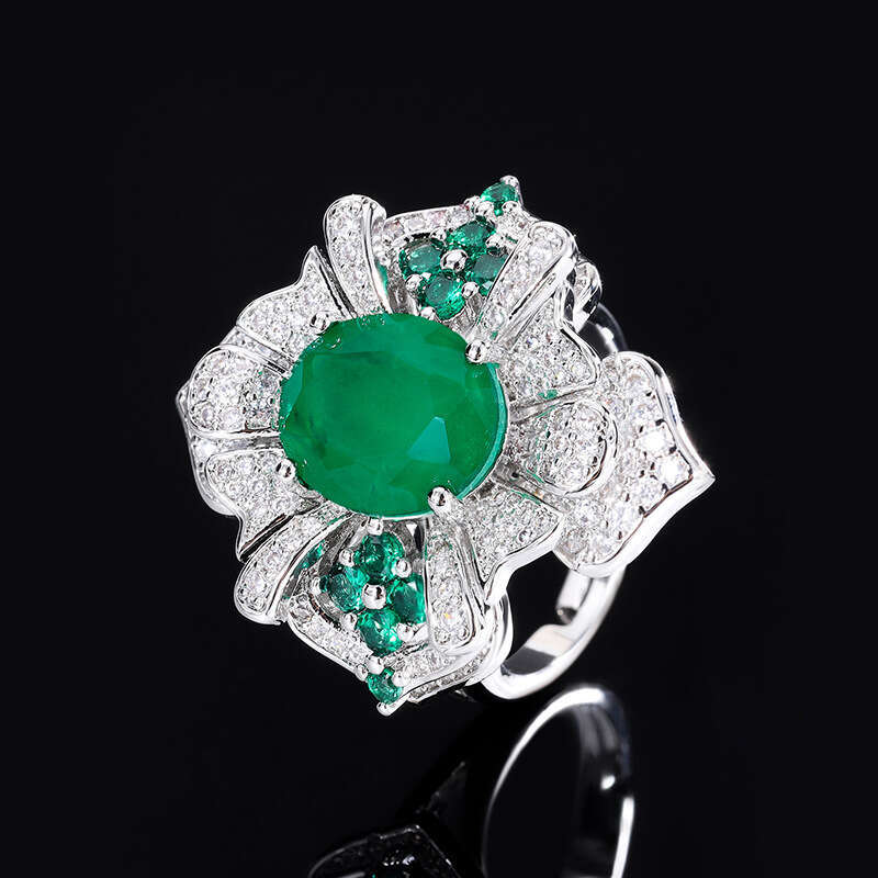 Colorful Gemstone For Women With Purple Kunzite Pendant And Paraiba Green Ring Necklace 948