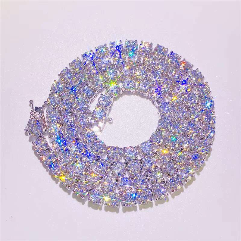 Custom 3mm 100% Pass Diamond Tester Vvs Moissanite Tennis Chain Bracelet Necklace