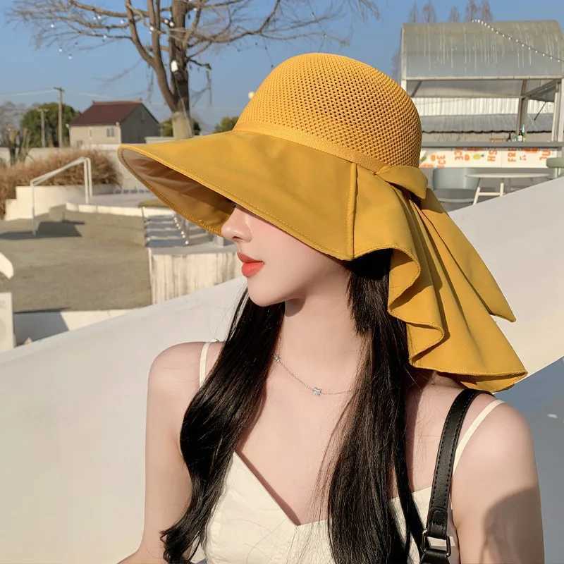 Summer Outdoor Travel Sun Protection Hat Mesh Neck Protection Shawl Hat Womens Sun Hat Y250707