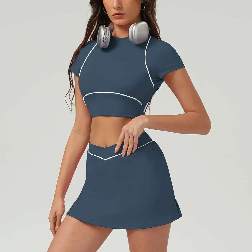Tennis Sports Fiess High Waist Quick-drying Backless Skinny Golf Badminton Running Workout Clothes Gym Yoga Set for Women