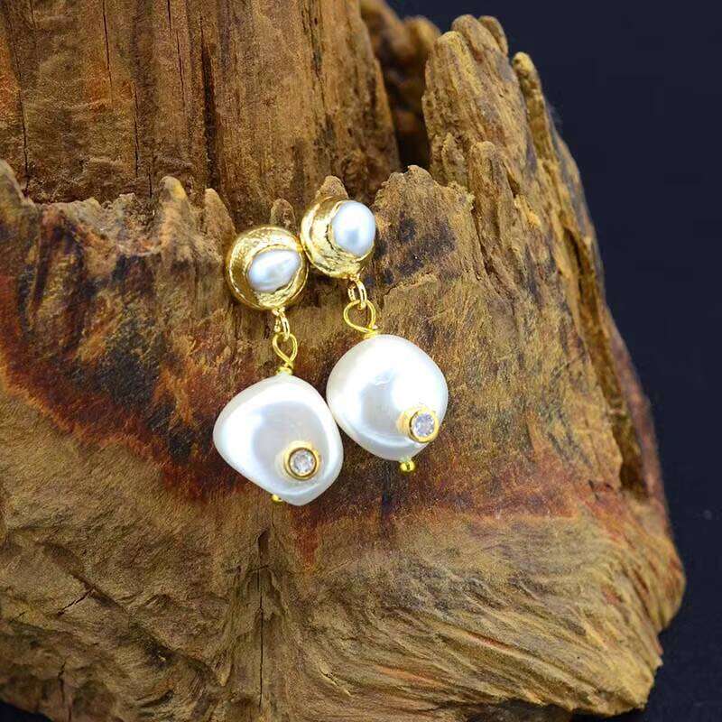 fashion DIY Natural Stone Pearl Pendant Women Jewelry bohemian Earrings