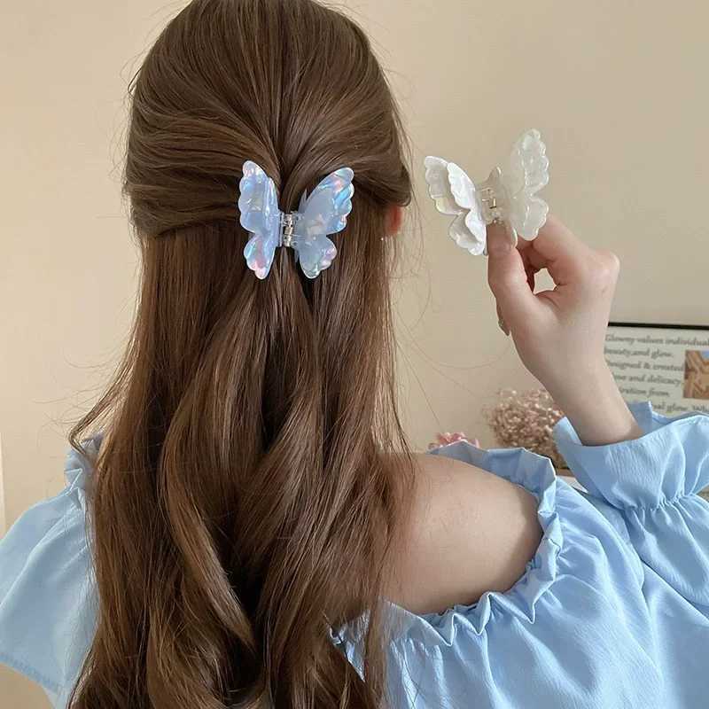 Fairy Butterfly Hair Claw Acetate Crab Hair Clip Women Sweet Princess Shark Clip Hairpin for Girls and Women Hair Accessories Y250707