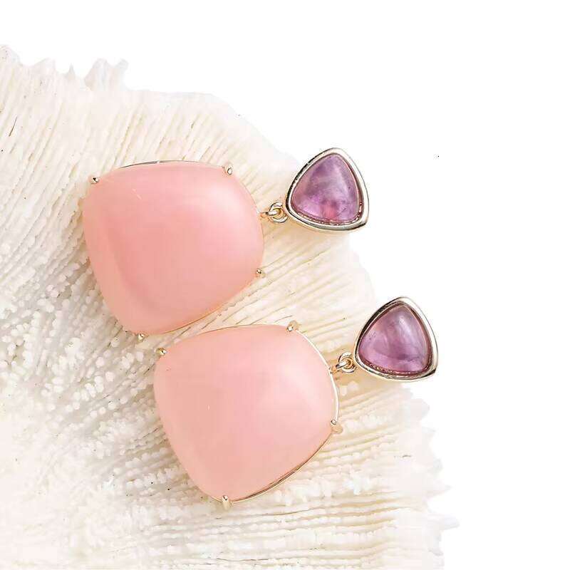 Design Healing Natural Pink Opal Emperor Fashion Women's Earrings