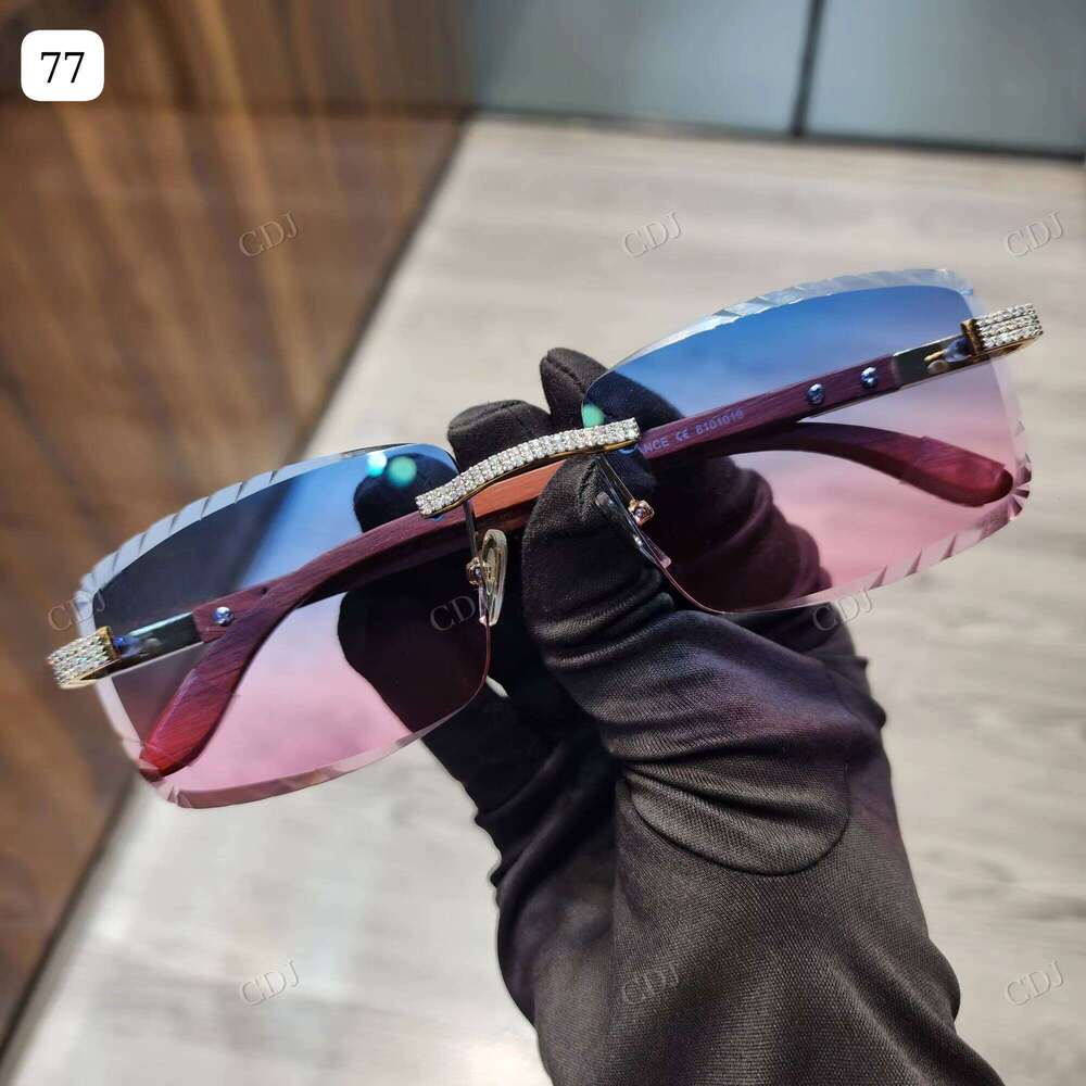 Designer Square Frame Sunglasses 2 or 3 Rows Set VVS Moissanite Stainless Steel Gradient Unisex Glasses