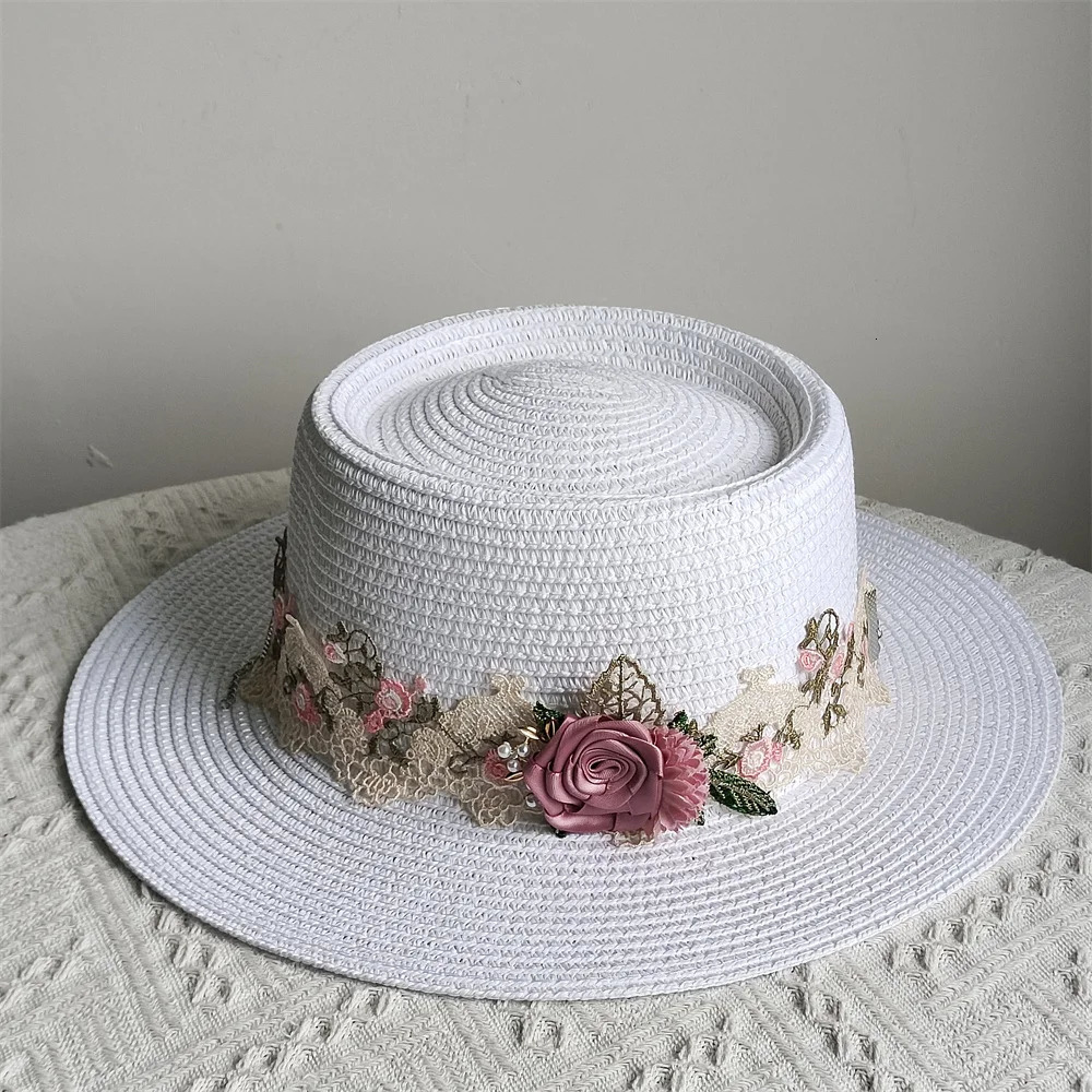 Flower Elegant Womens Hat Dome Fedora Party Felt Women Church Wide Brim Wedding Summer Sun Hat 250707