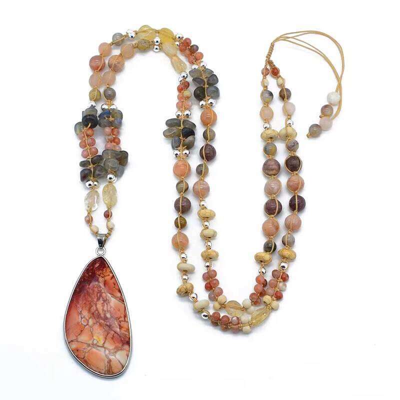 Luxurious Adjustable Natural Stone Agate Bead Handmade Jewelry Necklace for Women and Men Gift