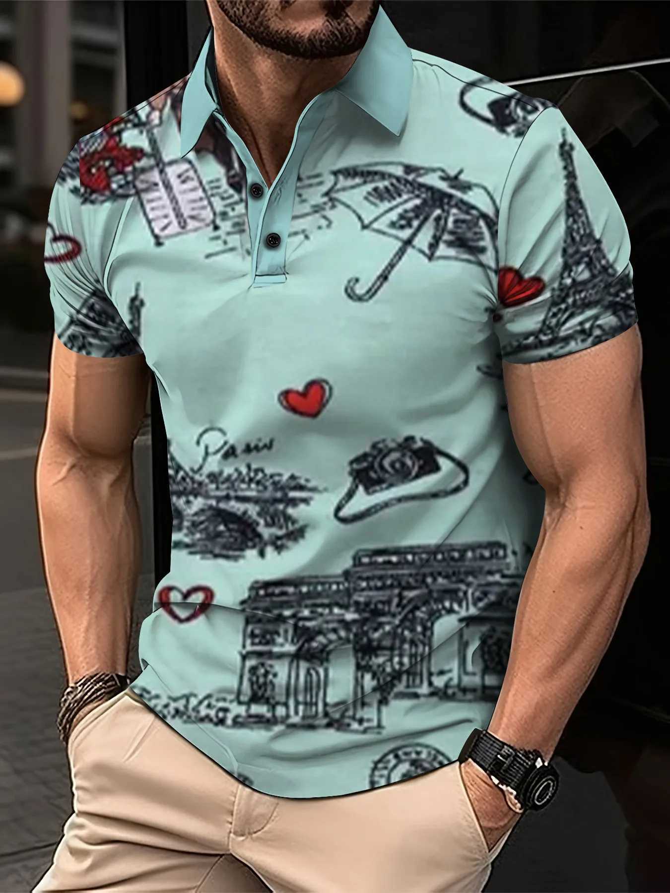 Summer Letter Print Casual Men Polo Shirts Fashion Business Comfortable Breathable Cool Top Mens Short-Sleeved Polo Shirt Y250707 Y250707