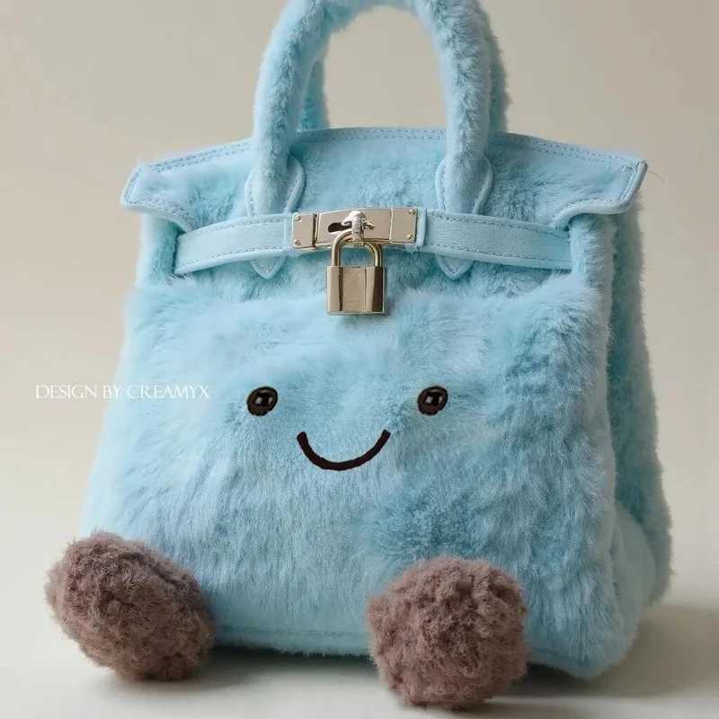 Jelly Or Cute Tote Bag Portable Plush Large Capacity Handbag Blue Bag Girl Gift
