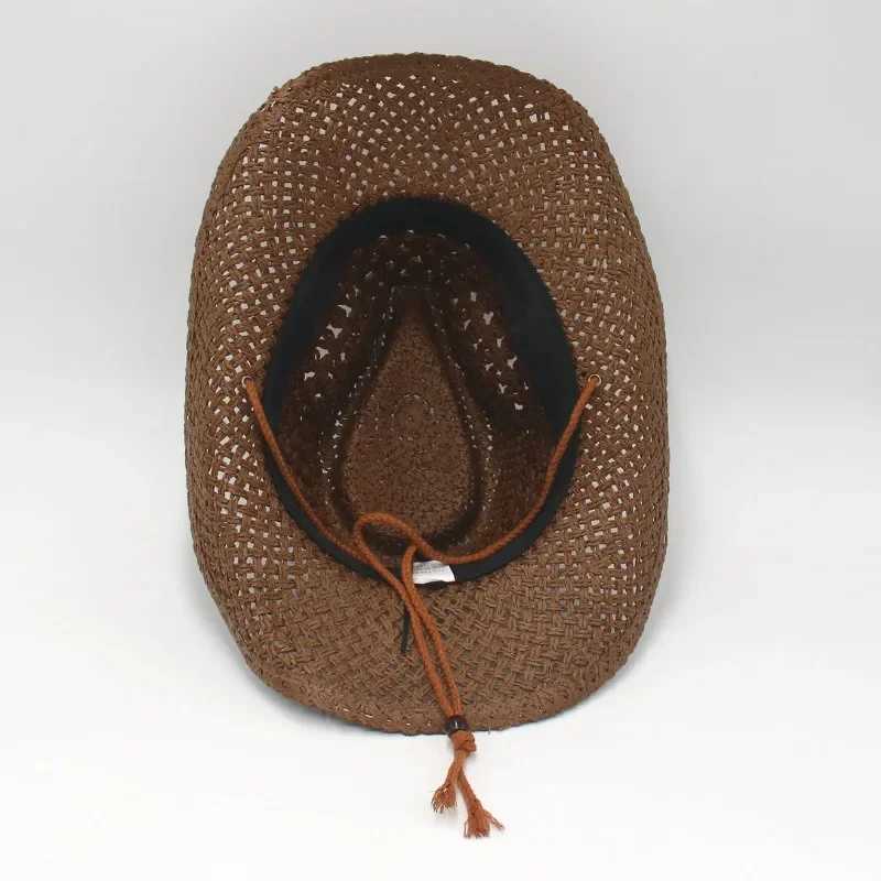 Vintage Western Cowboy Sun Hat Men Women Straw Hat Outdoor Travel Ethnic Style Gift UV Protection Cap Chapeau Beach Hat Y250707