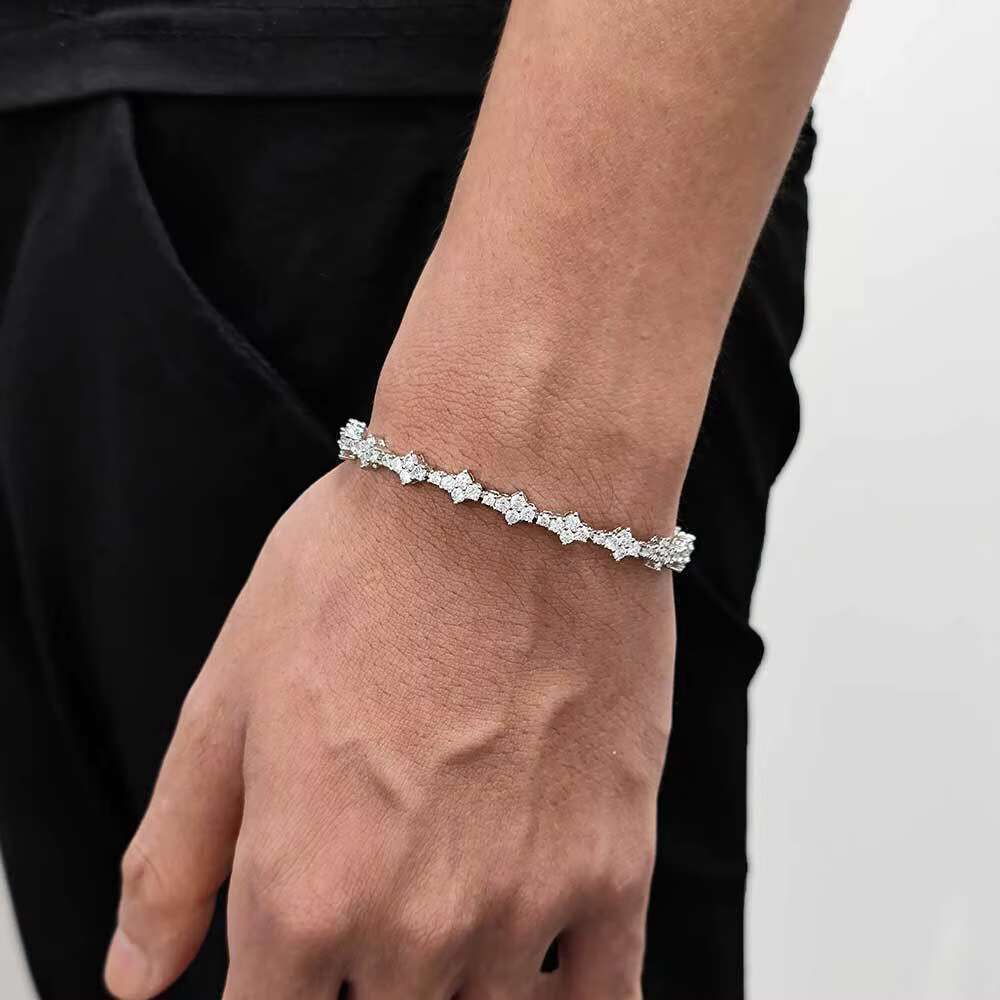 Hip Hop Style Tennis Chain Bracelet S925 Silver Moissanite Tennis Chain 6.5mm Airplane Design Link Chain Bracelet