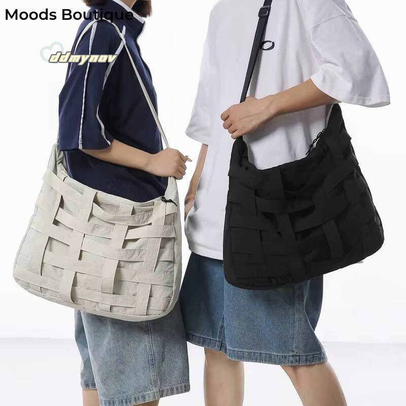 Woven Design Unisex Big Messenger Nylon Fabric Waterproof Shoulder Crossbody Bags Casual Street Large Capacity Shopper Tote ddmynov