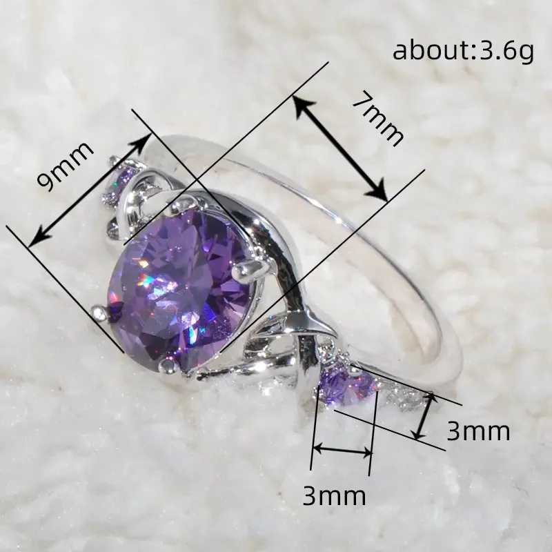 925 Sterling Silver Purple CZ Rings for Women Luxury Elegant Engagement Wedding Anniversary Party Accessories XJ250707
