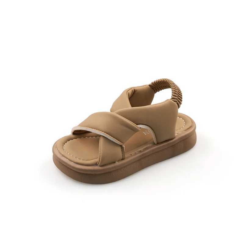 2024 New Childrens Thick Bottom Sandals Solid Color Girls Summer Beach Sandals Fashion Versatile Kids Cross-tied School Sandals R250707