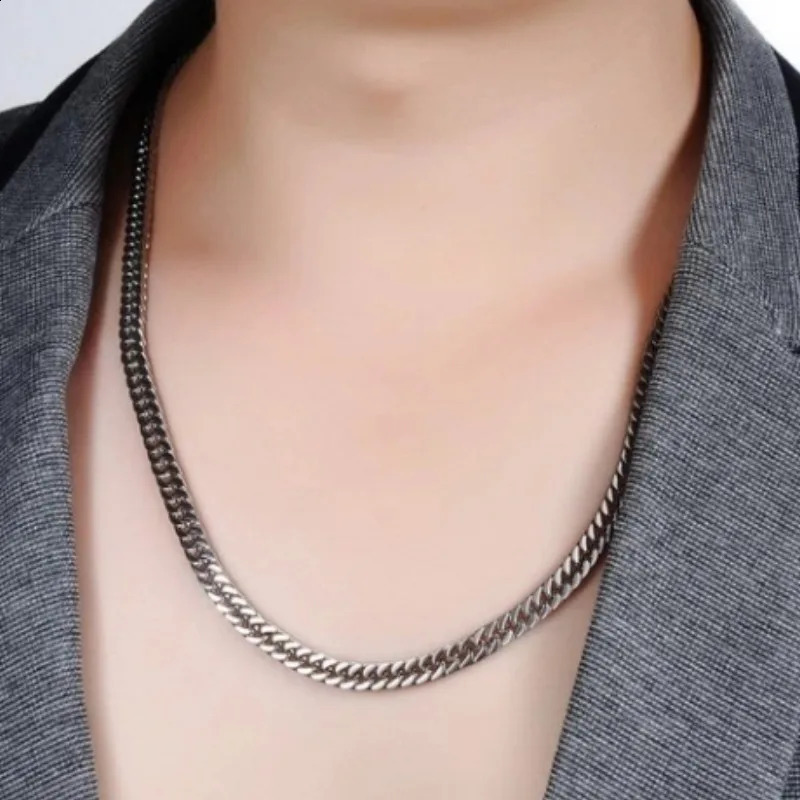 8mm14mm Thick Stainless Steel Cuban Chain Necklace For Men Punk Neck Male Chains Jewelry Accessories 250707