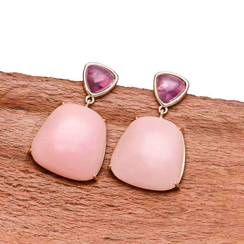 Design Healing Natural Pink Opal Emperor Fashion Women's Earrings